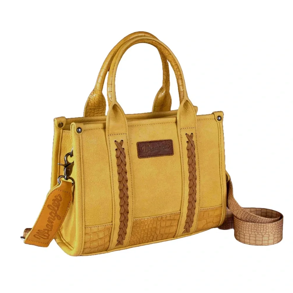 🎈HP🥳🎉 Wrangler Ladies Croc Concealed Carry Mustard Crossbody Tote Bag - Picture 2 of 6